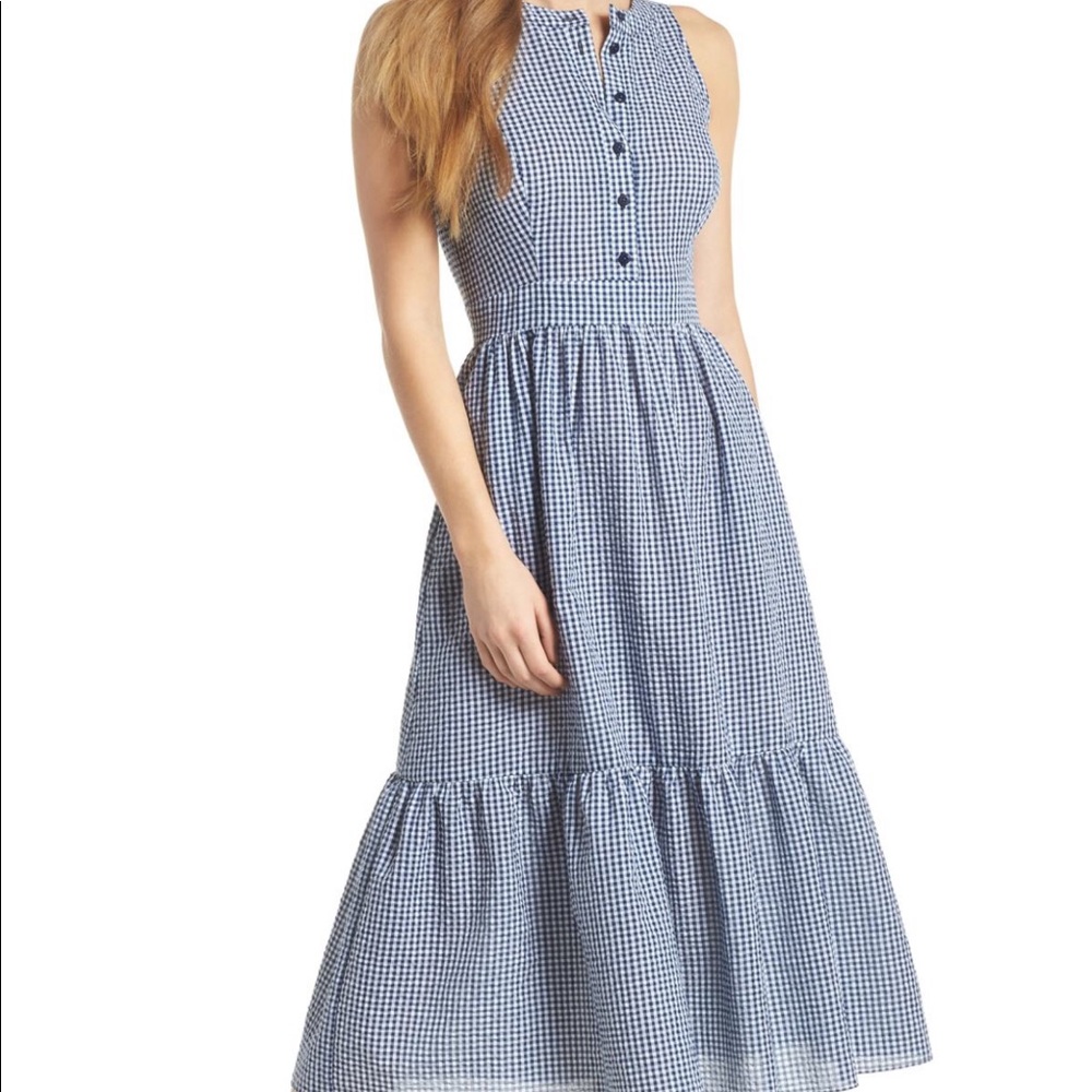 Gal Meets Glam Ardith Blue Gingham Dress